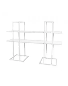 White Dessert Stand 2 Shelves With Plexi