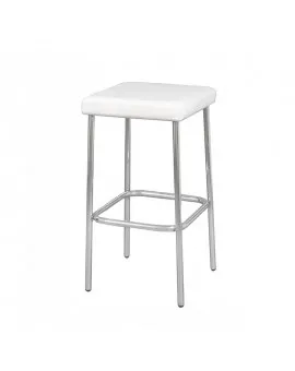 Chrome Sq Bar Stool White Seat