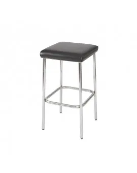 Chrome Sq Bar Stool Black Seat