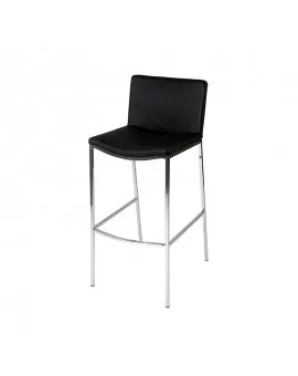 Black Leather Pitt Bar Stool