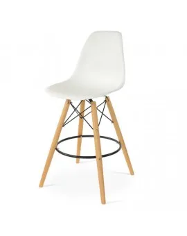 Eiffel Armless Bar Stool White Seat Beechwood Legs