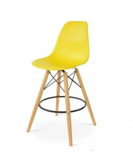 Eiffel Armless Bar Stool Yellow Seat Beechwood Legs