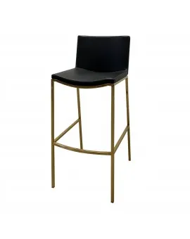 Black Leather Pitt Bar Stool Gold Legs