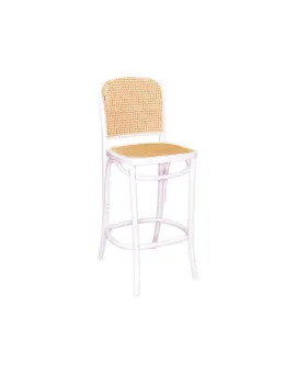 Napa Cane Barstool White Wood
