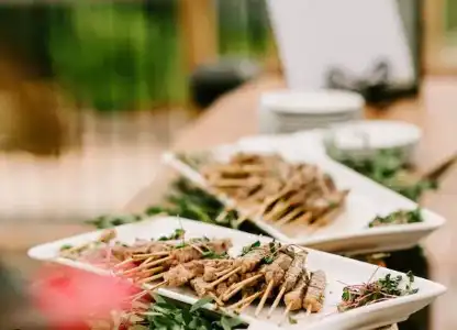Grilled Meat Skewers Catering Display