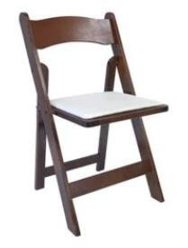 Padded Folding Chairs in White and Fruitwood