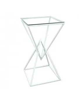 Geo Diamond White Frame Cruiser Table Glass Top
