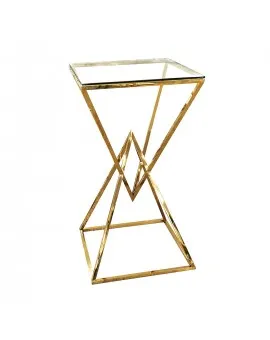 Geo Diamond Gold Frame Cruiser Table Glass Top