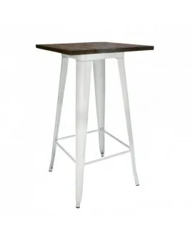 Industrial Cruiser Table White Frame Dark Wood Top
