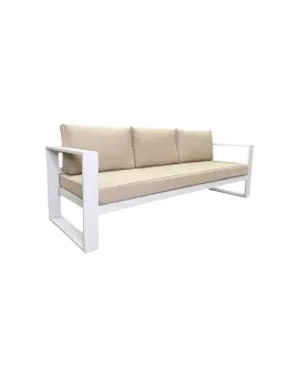 White Frame Sofa Beige Cushion