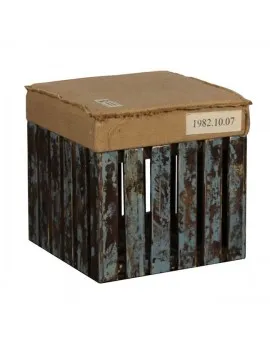 Hk Burlap Distressed Cube