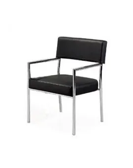 Open Back Chrome Frame Meeting Chair Black Seat Back