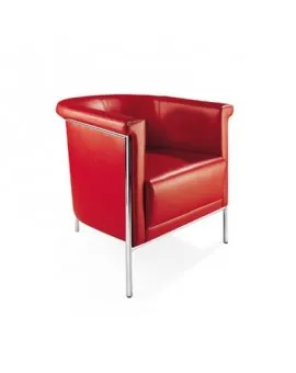 Red Leather Roundback Tub Chair