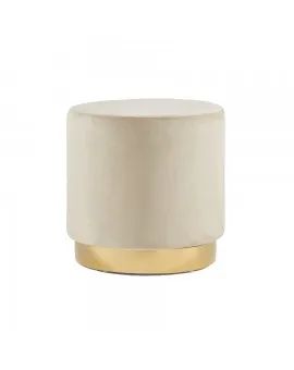 Beige Round Velvet Ottoman