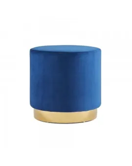 Royal Blue Round Velvet Ottoman