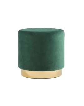 Hunter Green Round Velvet Ottoman