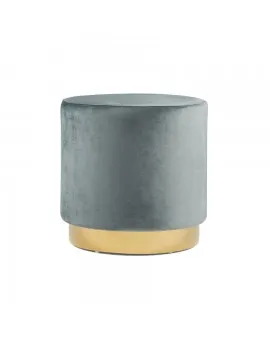 Dark Grey Round Velvet Ottoman