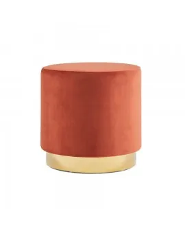 Burnt Orange Round Velvet Ottoman