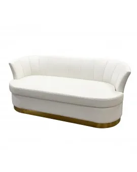 Eloise White Leather Sofa Gold Base