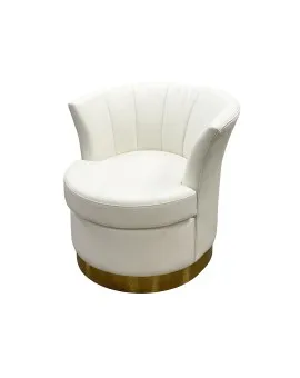 Eloise White Leather Single Chair Gold Base