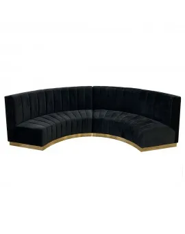 Eloise Black Velvet Banquette Gold Base