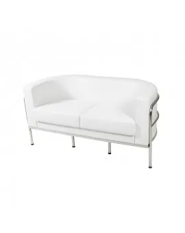 Sculpted Loveseat White Leather