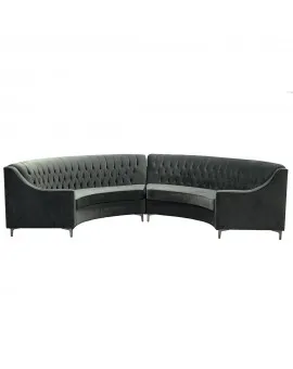 Dark Grey Velvet Tufted Half Moon Sofa