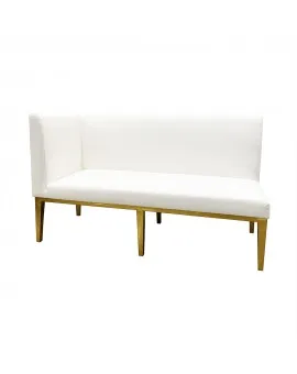 Chelsea White Leather Left Arm Sofa Gold Legs