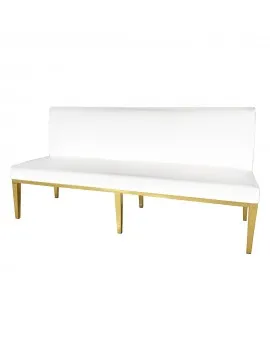 Chelsea White Leather Sofa Gold Legs