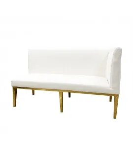 Chelsea White Leather Right Arm Sofa Gold Legs
