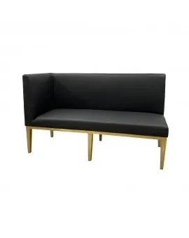 Chelsea Black Leather Left Arm Sofa Gold Legs