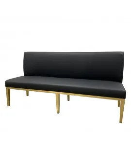 Chelsea Black Leather Sofa Gold Legs