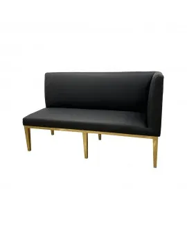 Chelsea Black Leather Right Arm Sofa Gold Legs