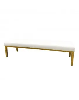 Chelsea White Leather Bench Gold Legs