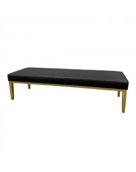 Chelsea Black Leather Bench Gold Legs
