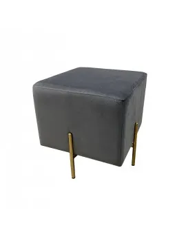 Dark Grey Velvet Ottoman Gold Legs