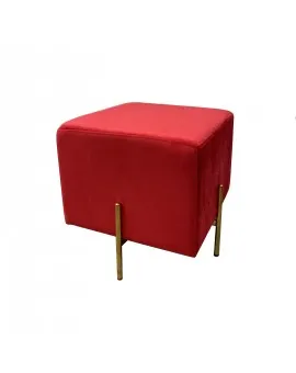 Red Velvet Ottoman Gold Legs