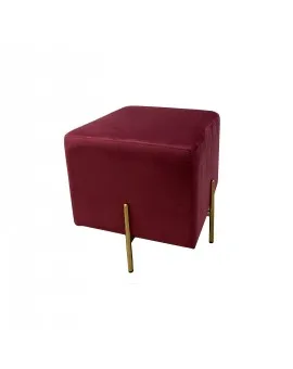 Crimson Velvet Ottoman Gold Legs
