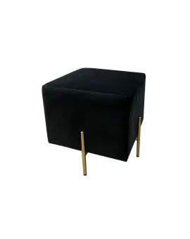 Black Velvet Ottoman Gold Legs