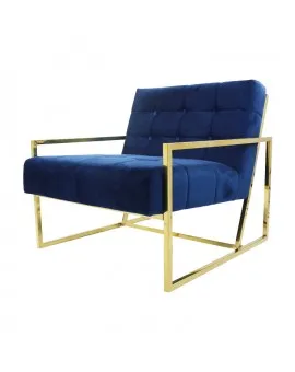 Gold Frame Blue Velvet Single Chair