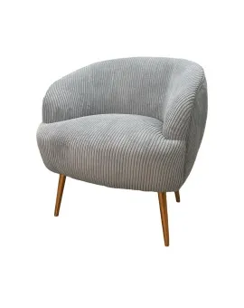Mia Corduroy Single Chair Light Grey