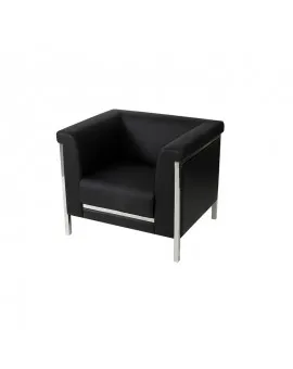 Black Leather Square Back Tub Chair