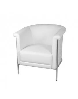 White Leather Round Back Tub Chair