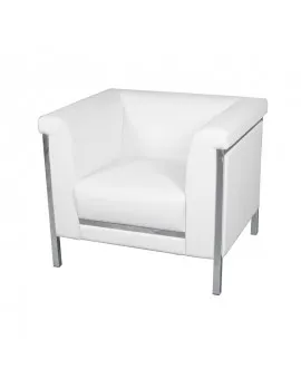 White Leather Square Back Tub Chair