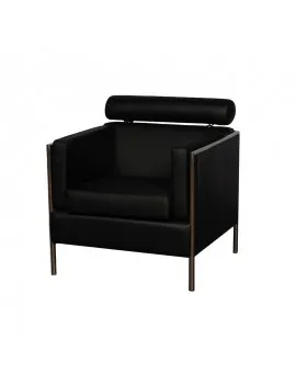 Black Leather Square Back Tub Chair With Roll